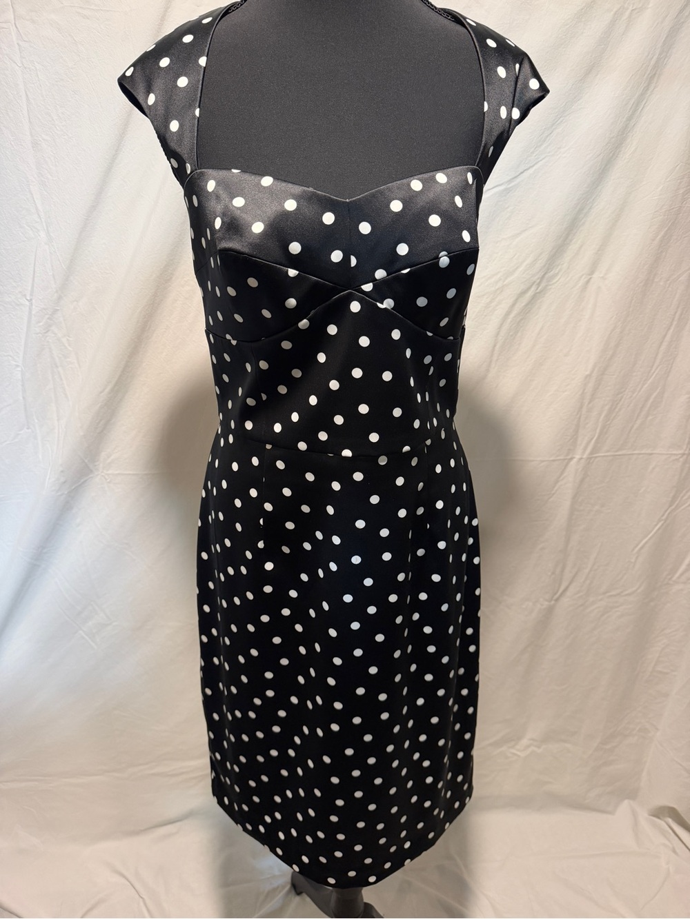 White House Black Market Black & White Polka Dot Midi Dress